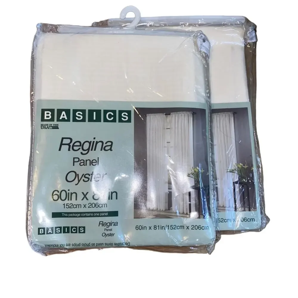 Basics Regina Oyster Curtain Panel 60x81 NWT Window Drapes‎ Neutral Set of Two
